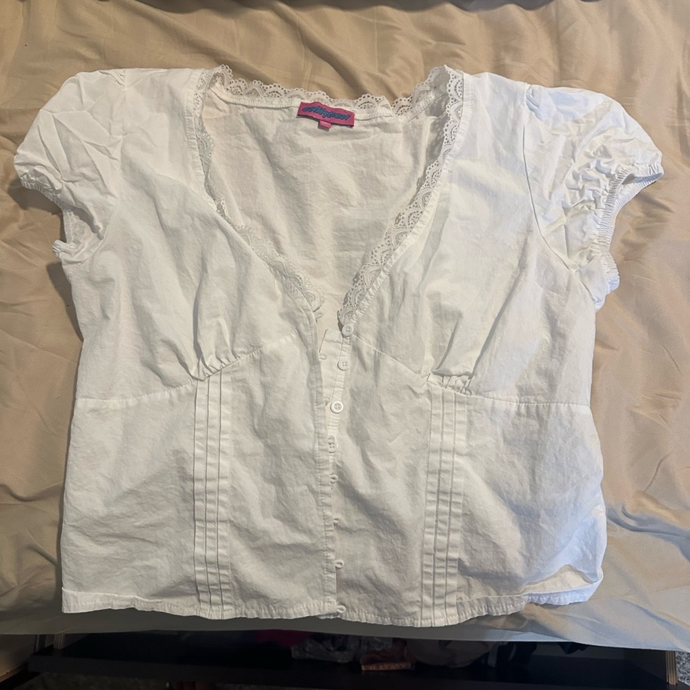 Edikted White Lace Accent Blouse
